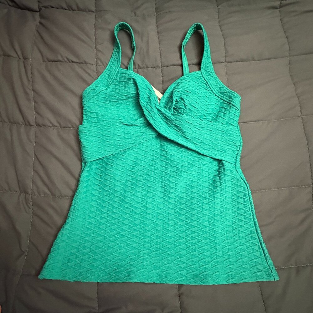 Lands' End Texture Underwire Wrap Tankini Swimsuit Top - Size: 4 Long -NWT